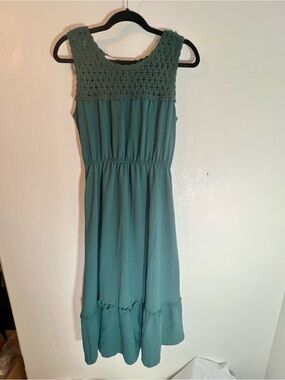 Maurices Crochet Bodice Midi Dress Teal New With Tags XS